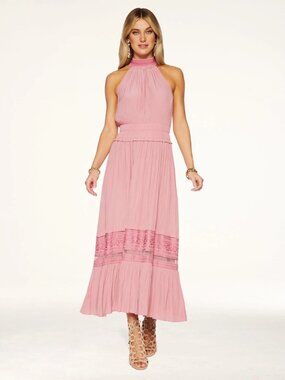 Ramy Brook “Cadence” Halter Maxi Dress In Flirt Color Size Extra Small